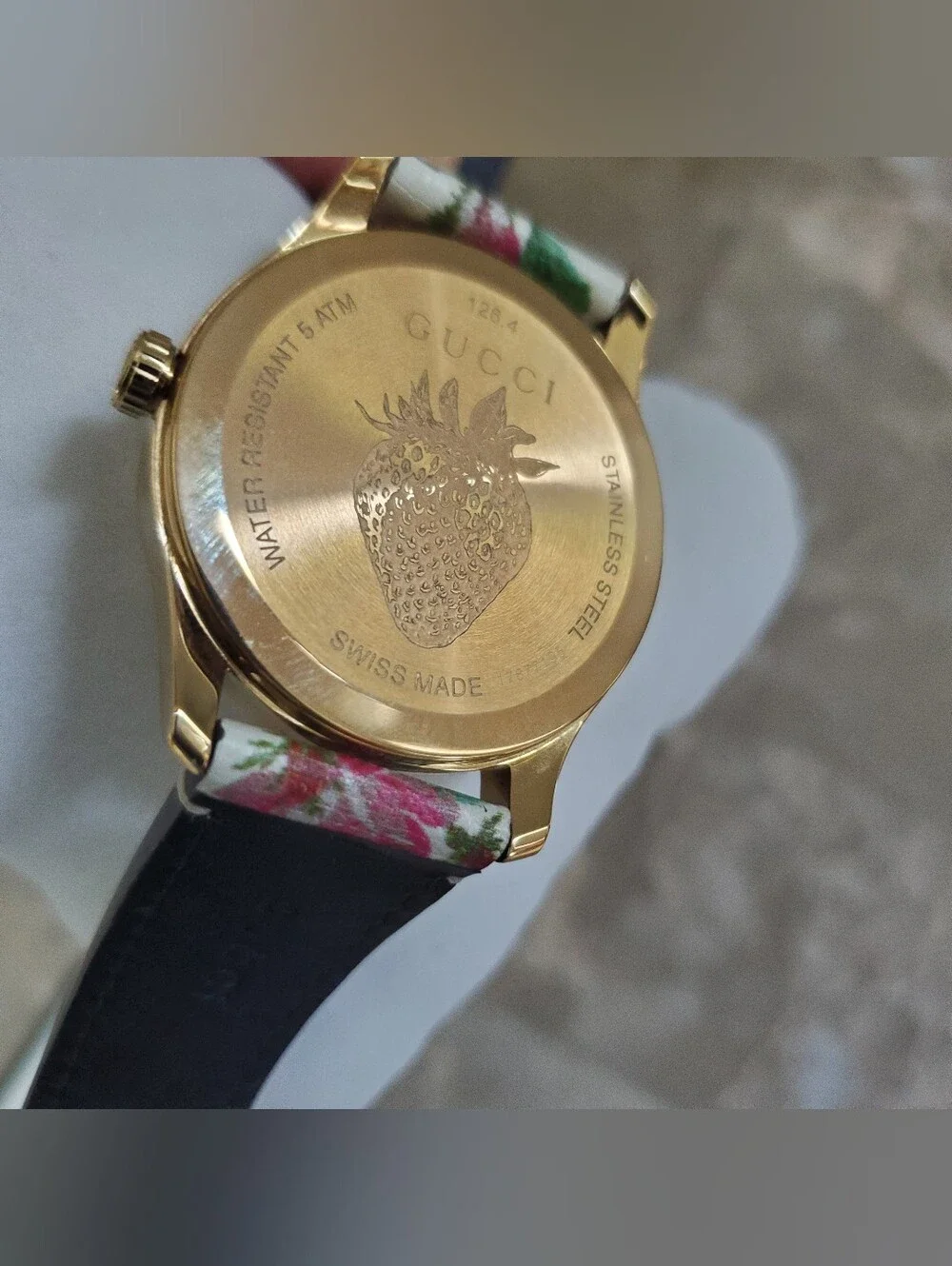 Gucci Stainless Steel Calfskin 38mm G-Timeless Floral Quartz Watch Gold Ivory